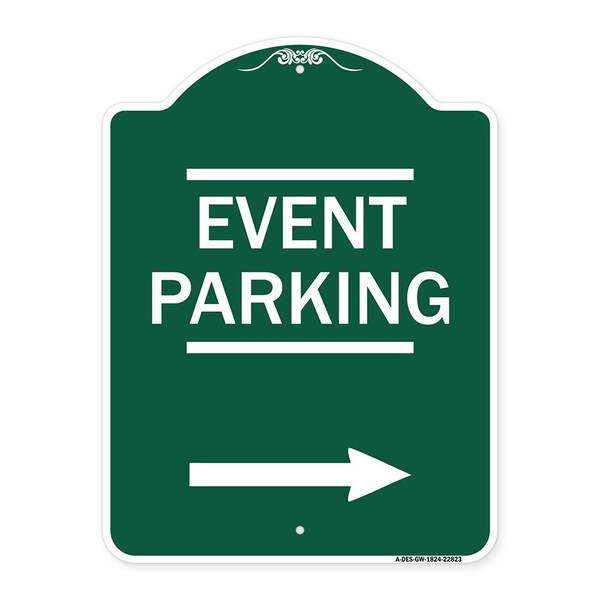 Signmission Thanks for Coming Turn Right for Exit Event Parking with Right Arrow, Green & White, GW-1824-22823 A-DES-GW-1824-22823 - main